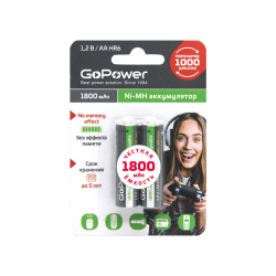 Аккумулятор бытовой GoPower HR6 AA BL2 NI-MH 1800mAh (2/20/240) блистер (2 шт.)