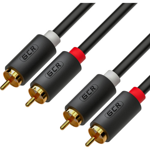 GCR Кабель 3.0m аудио 2 х RCA / 2 х RCA, GOLD, черный, GCR-53115