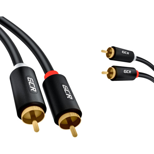 GCR Кабель 3.0m аудио 2 х RCA / 2 х RCA, GOLD, черный, GCR-53115