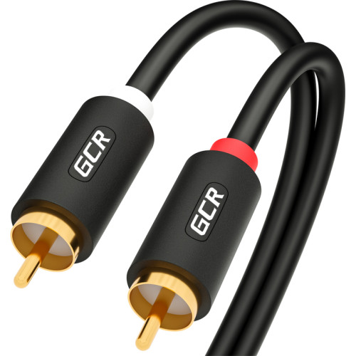 GCR Кабель 12.5m аудио 2 х RCA / 2 х RCA , GOLD, черный, GCR-53111