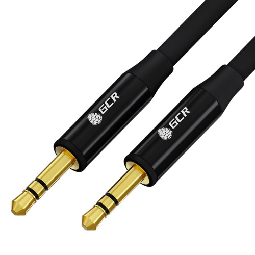 GCR Кабель 1.5m аудио jack 3.5mm/jack 3.5mm черный, GOLD, AL case черный, M/M, GCR-54760