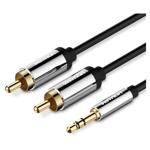 Кабель Vention аудио Jack 3,5 mm M/2RCA M - 5 м Чёрный