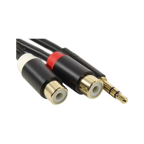 Переходник-разветвитель Vention гибкий Jack 3.5 mm M/2RCA F - 0.3 м Чёрный