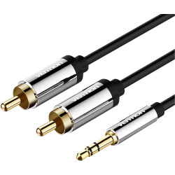 Кабель Vention аудио Jack 3,5 mm M/2RCA M - 3 м Черный