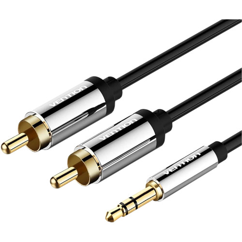 Кабель Vention аудио Jack 3,5 mm M/2RCA M - 1,5м Черный