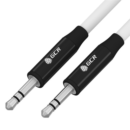 GCR Кабель 1.0m аудио jack 3.5mm/jack 3.5mm белый, AL case черный, M/M, GCR-53495