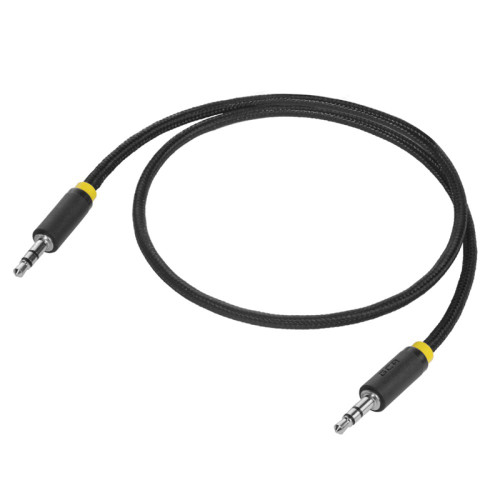 GCR Кабель 0.25m аудио jack 3,5mm/jack 3,5mm, нейлон, черный, желтая окантовка, ультрагибкий, 28 AWG, M/M, Premium, экран, стерео, GCR-53540