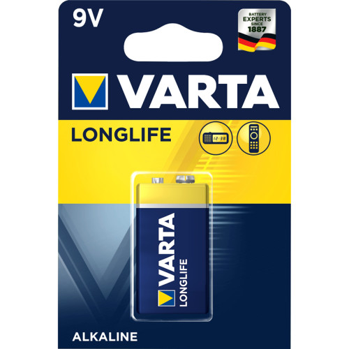 Батарейка Varta LONGLIFE Крона 6LR61 BL1 Alkaline 9V (4122) (1/10/50) (1 шт.)