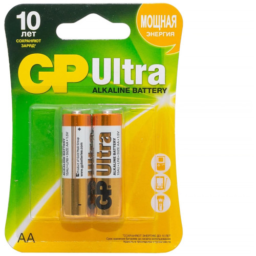 Алкалиновые батарейки GP Ultra Alkaline 24А AАA - 2 шт. на блистере