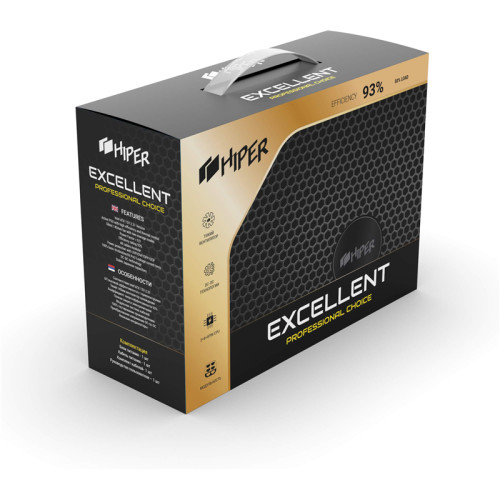 блок питания для ПК 1100 Ватт/ PSU HIPER HPG-1100FM (1100W 80+Gold, 14cm Fan, 220V input, Efficiency 90%, Modular, Black) BOX