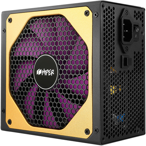 блок питания для ПК 1100 Ватт/ PSU HIPER HPG-1100FM (1100W 80+Gold, 14cm Fan, 220V input, Efficiency 90%, Modular, Black) BOX