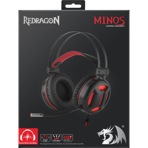 Redragon Игровая гарнитура Minos красный + черный, кабель 2 м