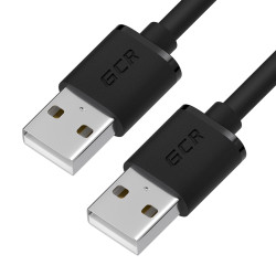 GCR Кабель 0.3m USB 2.0, AM/AM, черный, 28/28 AWG, экран, армированный, морозостойкий