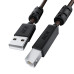 GCR Кабель PROF 5.0m USB 2.0, AM/BM, черно-прозрачный, ферритовые кольца, 28/24 AWG, экран, армированный, морозостойкий, GCR-52419