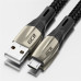 GCR Кабель 1.2m MicroUSB series MERCEDES, BLACK NYLON, быстрая зарядка, GCR-51948