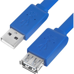 Greenconnect Удлинитель PROF 1.5m USB 2.0, AM/AF, плоский синий, морозостойкий, GCR-UEC2M2-BD-1.5m