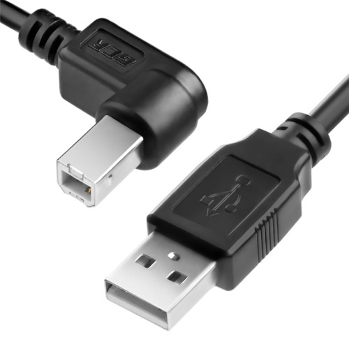 Greenconnect Кабель 3.0m USB 2.0, AM/BM угловой, черный, 28/28 AWG, экран, армированный, морозостойкий, GCR-UPC3M2-BB2S-3.0m