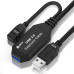 GCR Удлинитель активный 5.0m USB 3.0, AM/AF, черный, с усилителем сигнала, доп.питание micro, GCR-51927