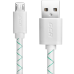 Greenconnect Кабель 2A 2.0m USB 2.0, AM/microB 5pin, бело-зеленый, белые коннекторы, 28/24 AWG, поддержка функции быстрой зарядки, морозостойкий