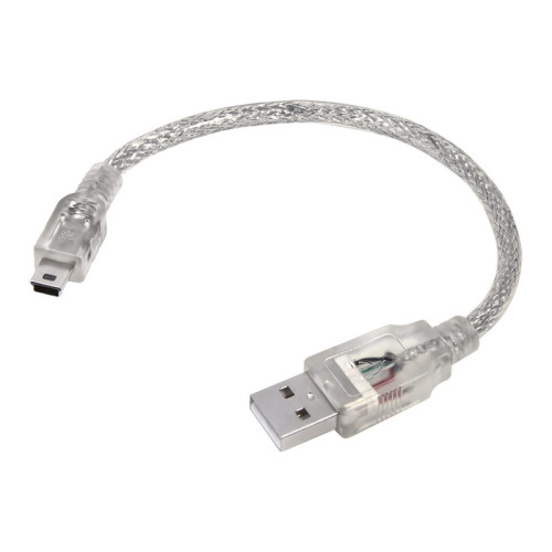 GCR Кабель 0.5m USB 2.0, AM/mini 5P, прозрачный, 28/28 AWG, экран, армированный, морозостойкий, GCR-UM1M5P-BB2S-0.5m