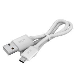 GCR Кабель 1.0m MicroUSB, быстрая зарядка, белый нейлон, GCR-54082