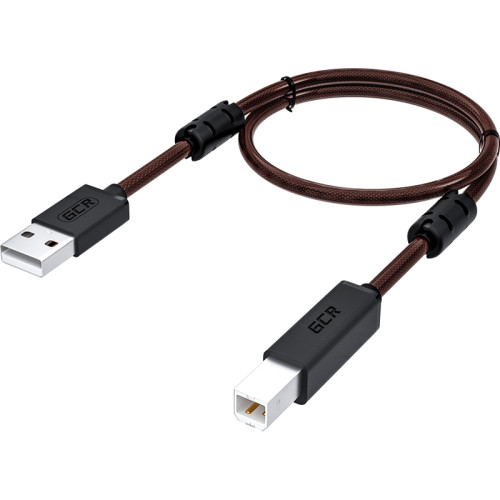 GCR Кабель PROF 0.75m USB 2.0, AM/BM, черно-прозрачный, ферритовые кольца, 28/24 AWG, экран, армированный, морозостойкий, GCR-51284