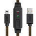 GCR Кабель активный 15.0m USB 2.0, AM/mini 5P, черно-прозрачный, с усилителем сигнала, разъём для доп.питания, 28/24 AWG, GCR-UM2M5P1-BD2S-15.0m