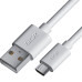 GCR Кабель 2.0m MicroUSB, белый, быстрая зарядка, 28/24 AWG