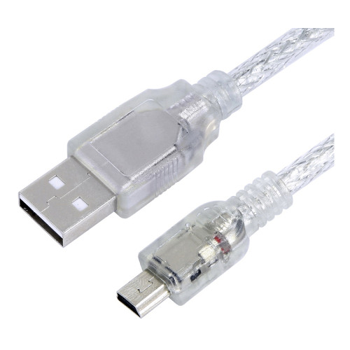 Greenconnect Кабель PROF 1.8m USB 2.0, AM/mini 5P, прозрачный, ферритовые кольца, 28/24 AWG, экран, армированный, морозостойкий, GCR-UM1M5P-BD2S-1.8m