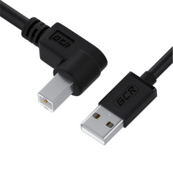 GCR Кабель 1.5m USB 2.0, AM/BM угловой, черный, 28/28 AWG, экран, армированный, GCR-52916