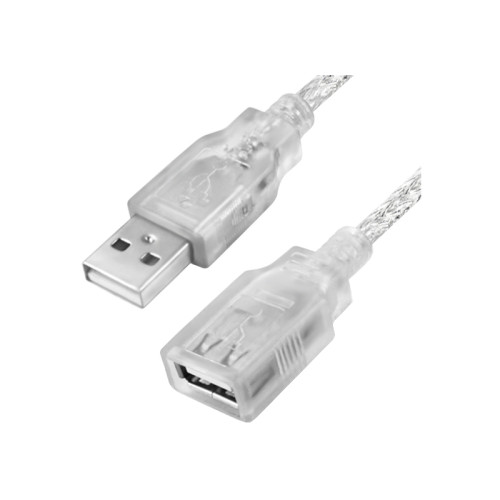 Greenconnect Удлинитель 0.75m USB 2.0, AM/AF, прозрачный, литой, 28/28 AWG, экран, армированный, морозостойкий, GCR-UEC21M-BB2S-0.75m