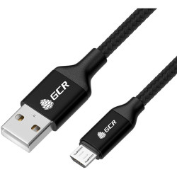 GCR QC Кабель 0.5m MicroUSB, быстрая зарядка, черный нейлон, AL корпус черный, черный ПВХ, 28/24 AWG, GCR-52463