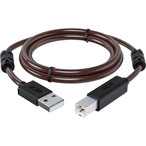 GCR Кабель PROF 3.0m USB 2.0, AM/BM, черно-прозрачный, ферритовые кольца, 28/24 AWG, экран, армированный, морозостойкий, GCR-52415