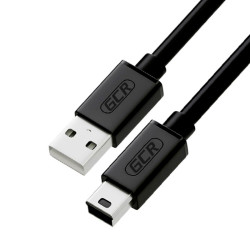 Greenconnect Кабель 1.0m USB 2.0, AM/mini 5P, черный, 28/28 AWG, экран, армированный, морозостойкий, GCR-UM2M5P-BB2S-1.0m