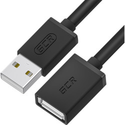 GCR Удлинитель 0.15m USB AM/AF, черный, GCR-UEC6M-BB2S-0.15m