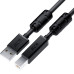 GCR Кабель PROF 3.0m USB 2.0, AM/BM, черный, ферритовые кольца, 28/24 AWG, экран, армированный, морозостойкий, GCR-52417