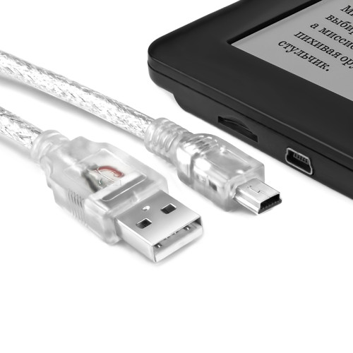 Greenconnect Кабель 1.0m USB 2.0, AM/mini 5P, прозрачный, 28/28 AWG, экран, армированный, морозостойкий, GCR-UM1M5P-BB2S-1.0m