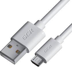 GCR Кабель 1.5m MicroUSB, белый, быстрая зарядка, 28/24 AWG, GCR-53232