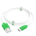 GCR QC Кабель 0.5m, TypeC, быстрая зарядка, белый TPE, зеленые коннекторы, 28/22 AWG, GCR-52718