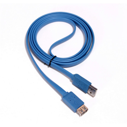 Greenconnect Удлинитель PROF 0.5m USB 2.0, AM/AF, плоский синий, морозостойкий, GCR-UEC2M2-BD-0.5m