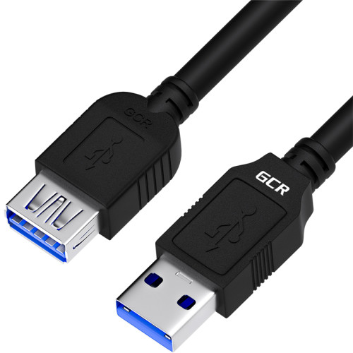 GCR Удлинитель 1.8m USB 3.0, AM/AF, черный