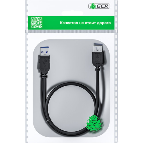 GCR Удлинитель 1.8m USB 3.0, AM/AF, черный