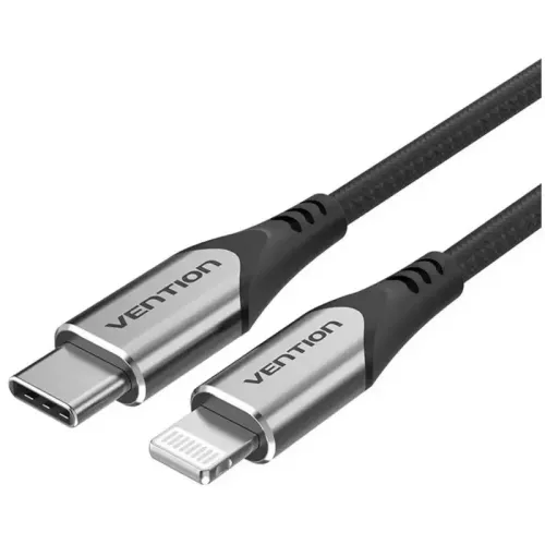 Кабель Vention USB 2.0 CM/Lightning 8M для iPad/iPhone - 1м. Серебристый