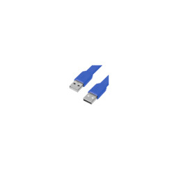 GCR Кабель PROF 1.0m USB 2.0 AM/AM, плоский, синий, 28/24 AWG, экран, заземление, морозостойкий, GCR-55570