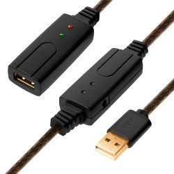 Greenconnect Удлинитель USB 2.0 с 2-мя акивными усилителями сигнала 15.0m Premium, AM/AF 24/22 AWG экран, армированный, морозостойкий, разъём для доп.питания, GCR-UEC3M21-BD2S-15.0m