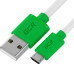 GCR QC Кабель 0.3m MicroUSB, быстрая зарядка, белый TPE, зеленые коннекторы, 28/22 AWG, GCR-53281