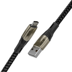 GCR Кабель 1.7m MicroUSB series MERCEDES, BLACK NYLON, быстрая зарядка, GCR-51949