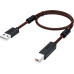 GCR Кабель PROF 1.5m USB 2.0, AM/BM, черно-прозрачный, ферритовые кольца, 28/24 AWG, экран, армированный, морозостойкий, GCR-52414