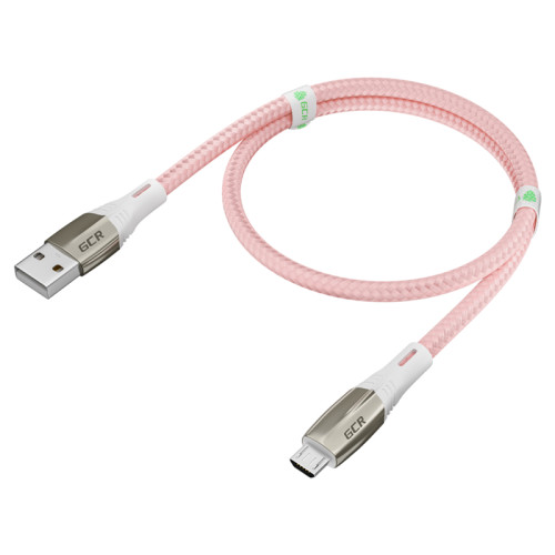 GCR Кабель 1.7m MicroUSB series MERCEDES, PINK NYLON, супер быстрая зарядка, 28/22 AWG, GCR-51955