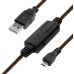 Greenconnect Кабель активный USB 2.0 10.0m Premium GCR-UA2MCB11-BD2S-10.0m, AM / microB 5pin, 28/24 AWG  экран, армированный, морозостойкий, с усилителем и разъёмом для доп.питания, черно-прозрачный